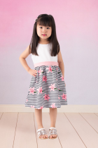 Vestido Infantil Floral Listrado 