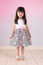 Vestido Infantil Floral Listrado 