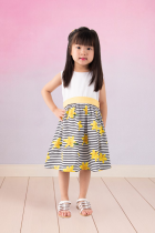 Vestido Infantil Floral Listrado 