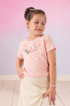 Blusa Infantil Flores Ombro Vazado Menina Verão