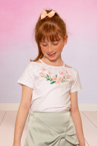 Blusa Infantil Flores Ombro Vazado Menina Verão