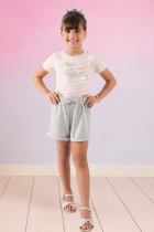 Blusa Infantil Listrada Strass Verão Menina 