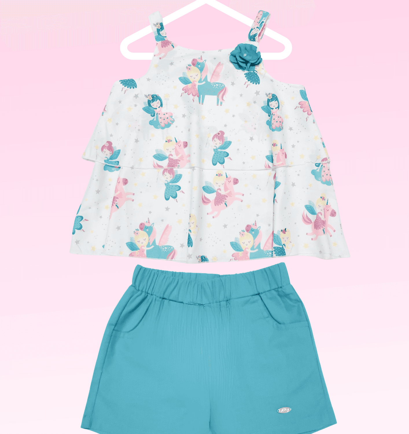 Conjunto Feminino de Unicórnio com Shorts - Encanto e Diversão para o Dia a Dia