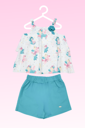 Conjunto Feminino de Unicórnio com Shorts - Encanto e Diversão para o Dia a Dia