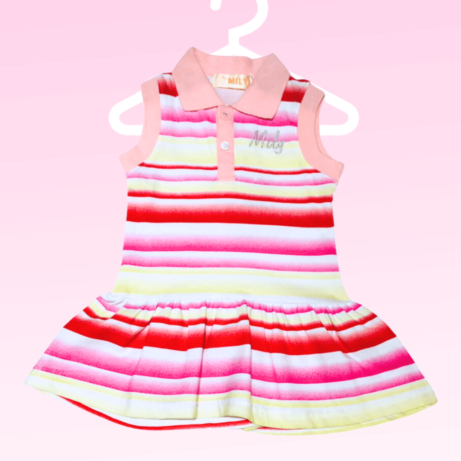 Vestido Regata Gola Polo Listrado Menina