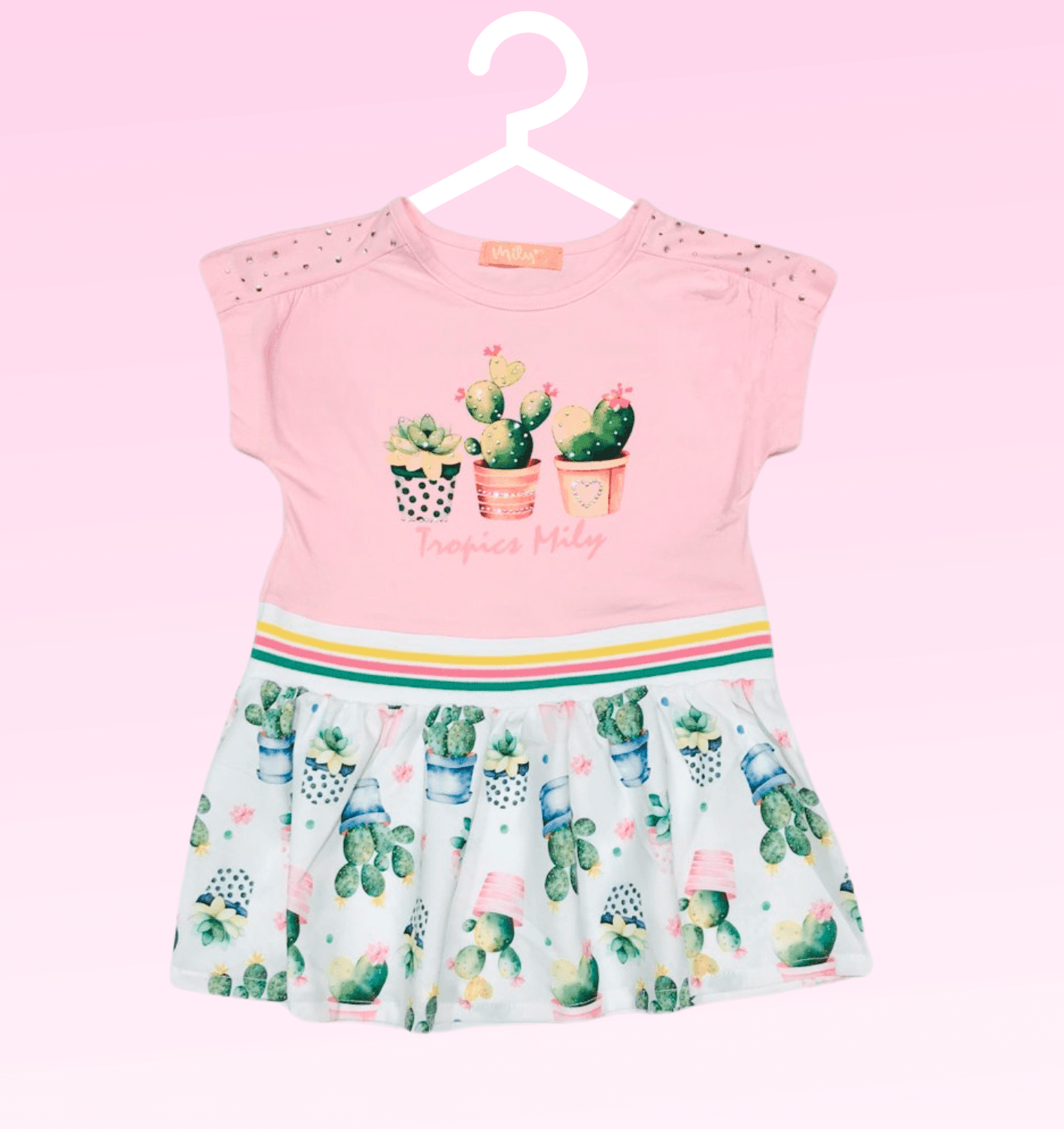 Vestido Cacto Strass Baby Menina