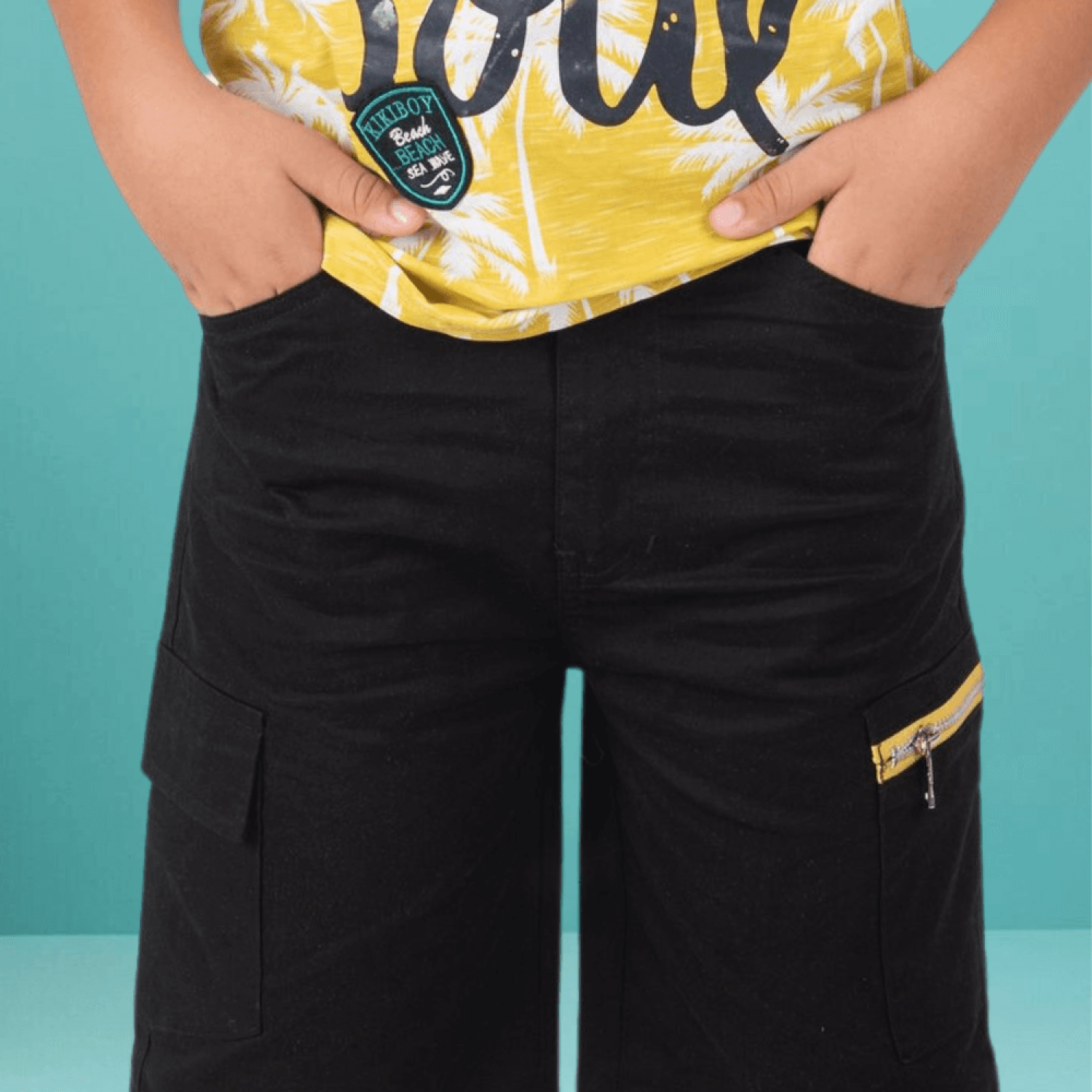 Bermuda Sarja Ziper Juvenil Menino